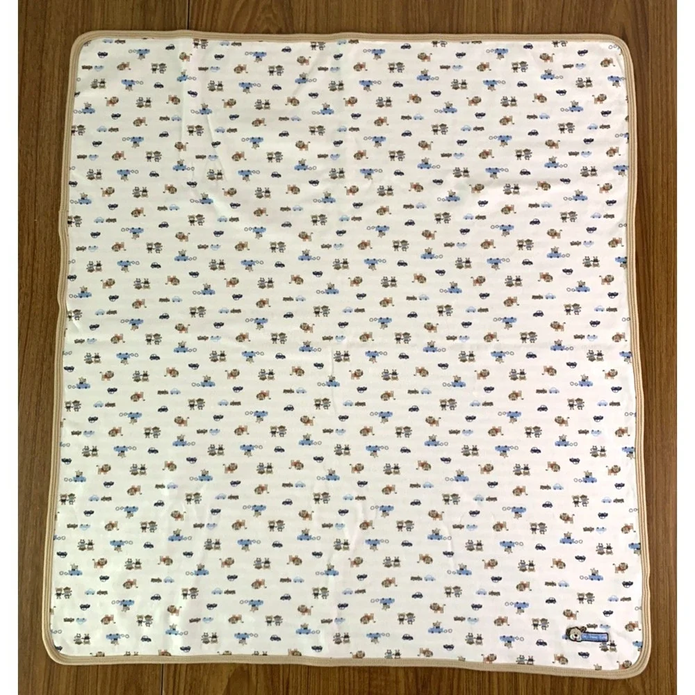 Carter's Baby Blanket Dog Gone Cute Tan White Stripe Monkey Lion Car Security‎